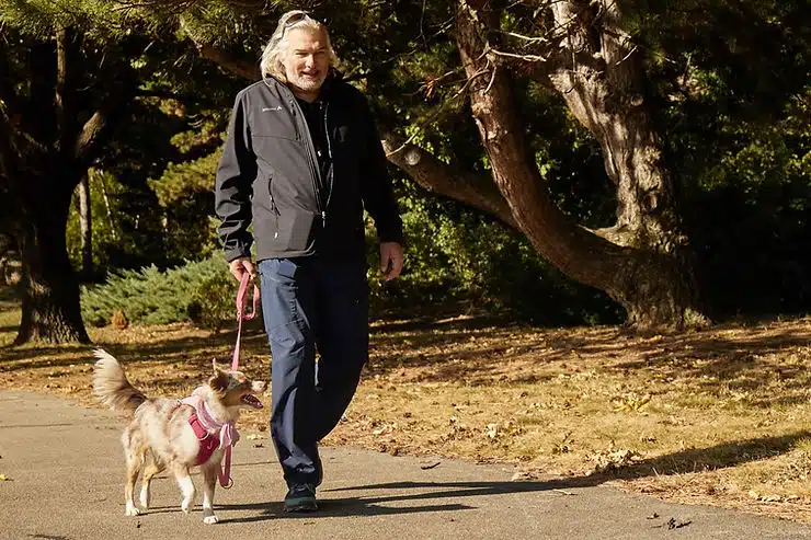 kleiner weißer Hund an Leine